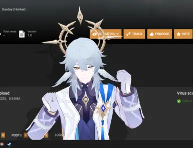 Sunday - Honkai Desktop Mate mod preview uploaded by smuncher on Nexus Mods.